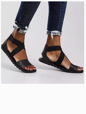 Sorel Ella II black strappy flat sandals Size 7